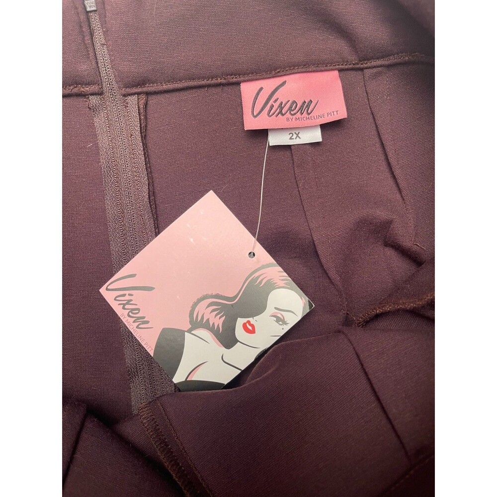 Vixen by Micheline Pitt Brown Cigarette Pants Size 2X NWT Retro Pinup Rockabilly - Picture 3 of 6